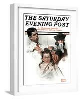 "First Haircut" Saturday Evening Post Cover, August 10,1918-Norman Rockwell-Framed Giclee Print
