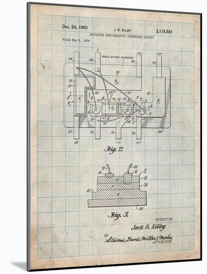 First Integrated Circuit Patent-Cole Borders-Mounted Art Print