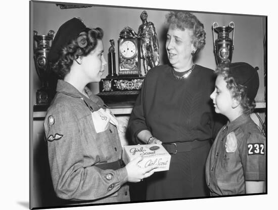 First Lady Bess Truman Purchases the First Box of Cookies to Start the Annual Girl Scout Fundraiser-null-Mounted Photo