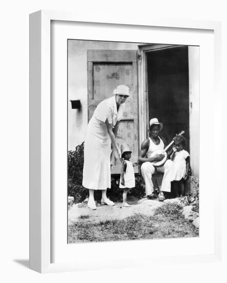 First Lady Eleanor Roosevelt Chatting with the Winn Family, of Christiansted, St Croix-null-Framed Photo