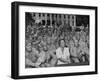 First Lady Eleanor Roosevelt, Singing with a Large Group of US Soldiers-null-Framed Premium Photographic Print