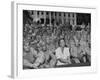 First Lady Eleanor Roosevelt, Singing with a Large Group of US Soldiers-null-Framed Photographic Print