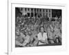 First Lady Eleanor Roosevelt, Singing with a Large Group of US Soldiers-null-Framed Photographic Print