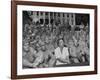 First Lady Eleanor Roosevelt, Singing with a Large Group of US Soldiers-null-Framed Photographic Print