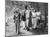 First Lady Eleanor Roosevelt Visits a Camp Tera for Unemployed Women Near Bear Mountain, NY-null-Mounted Photo