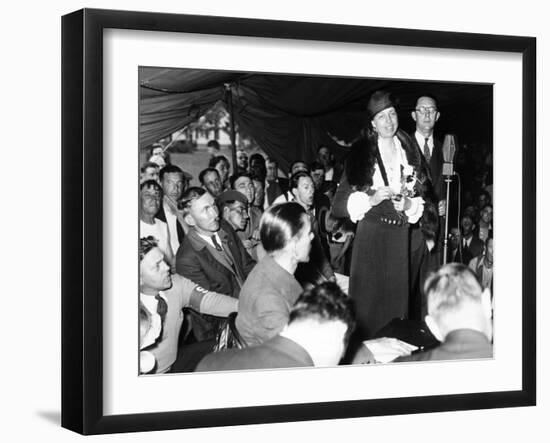 First Lady Eleanor Roosevelt Visits Indigent Remnant of Bonus Army at Fort Hunt, Virginia, May 1933-null-Framed Photo