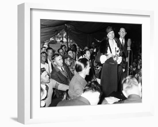 First Lady Eleanor Roosevelt Visits Indigent Remnant of Bonus Army at Fort Hunt, Virginia, May 1933-null-Framed Photo