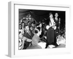 First Lady Eleanor Roosevelt Visits Indigent Remnant of Bonus Army at Fort Hunt, Virginia, May 1933-null-Framed Photo