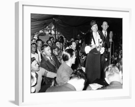 First Lady Eleanor Roosevelt Visits Indigent Remnant of Bonus Army at Fort Hunt, Virginia, May 1933-null-Framed Photo