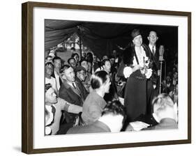 First Lady Eleanor Roosevelt Visits Indigent Remnant of Bonus Army at Fort Hunt, Virginia, May 1933-null-Framed Photo