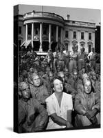 First Lady Eleanor Roosevelt with a Large Group of US Soldiers-Thomas D. Mcavoy-Stretched Canvas