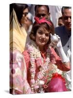 First Lady Jackie Kennedy is Welcomed at the Jaipur Airport During Her Tour of India-Art Rickerby-Stretched Canvas