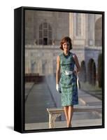 First Lady Jackie Kennedy Standing on the Grounds of the Taj Mahal During Visit to India-Art Rickerby-Framed Stretched Canvas