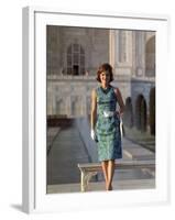 First Lady Jackie Kennedy Standing on the Grounds of the Taj Mahal During Visit to India-Art Rickerby-Framed Premium Photographic Print