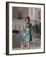 First Lady Jackie Kennedy Standing on the Grounds of the Taj Mahal During Visit to India-Art Rickerby-Framed Premium Photographic Print