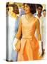 First Lady Jackie Kennedy, Walking Through Crowd in Udaipur During a Visit to India-Art Rickerby-Stretched Canvas