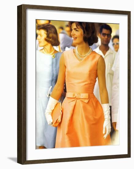 First Lady Jackie Kennedy, Walking Through Crowd in Udaipur During a Visit to India-Art Rickerby-Framed Photographic Print