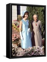 First Lady Jackie Kennedy with Indian Prime Minister Jawaharlal Nehru in Garden of His Residence-Art Rickerby-Framed Stretched Canvas