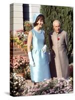 First Lady Jackie Kennedy with Indian Prime Minister Jawaharlal Nehru in Garden of His Residence-Art Rickerby-Stretched Canvas