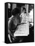 First Lady Jacqueline Kennedy Looking over Blueprints While Continuing to Redecorate White House-Ed Clark-Framed Stretched Canvas