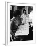 First Lady Jacqueline Kennedy Looking over Blueprints While Continuing to Redecorate White House-Ed Clark-Framed Photographic Print