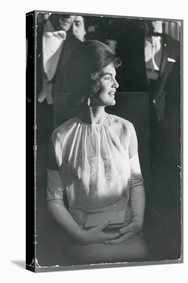 First Lady Jacqueline Kennedy Sitting Regally in Presidential During JFK's Inaugural Ball-Paul Schutzer-Stretched Canvas