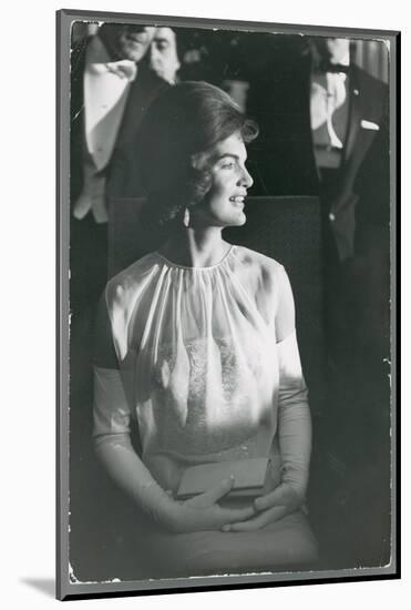 First Lady Jacqueline Kennedy Sitting Regally in Presidential During JFK's Inaugural Ball-Paul Schutzer-Mounted Photographic Print