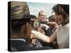 First Lady Jacqueline Kennedy with Husband Greeting Crowds at Airport During Campaign Tour of Texas-Art Rickerby-Stretched Canvas