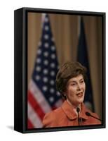 First Lady Laura Bush Speaks at Saint Rosalie School in Harvey, Louisianna Tuesday, January 9, 2007-Alex Brandon-Framed Stretched Canvas