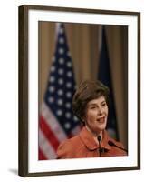 First Lady Laura Bush Speaks at Saint Rosalie School in Harvey, Louisianna Tuesday, January 9, 2007-Alex Brandon-Framed Photographic Print