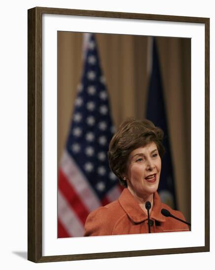 First Lady Laura Bush Speaks at Saint Rosalie School in Harvey, Louisianna Tuesday, January 9, 2007-Alex Brandon-Framed Photographic Print