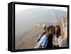 First Lady Michelle Obama and Daughters Sasha and Malia on the Great Wall of China-null-Framed Stretched Canvas
