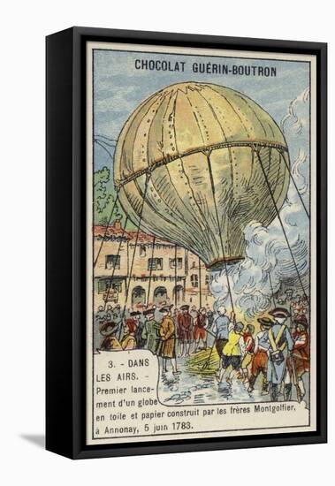 First Launch of a Hot Air Balloon by the Montgolfier Brothers, Annonay, France, 5 June 1783-null-Framed Stretched Canvas