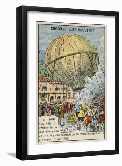 First Launch of a Hot Air Balloon by the Montgolfier Brothers, Annonay, France, 5 June 1783-null-Framed Giclee Print