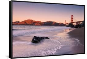 First Light Beachscape at Golden Gate Bridge, California-Vincent James-Framed Stretched Canvas