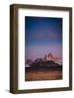 First Light Hits Cerro Torre and Mount Fitz Roy in Los Glacieres National Park, Argentina-Jay Goodrich-Framed Photographic Print