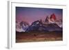 First Light Hits Cerro Torre and Mount Fitz Roy in Los Glacieres National Park, Argentina-Jay Goodrich-Framed Photographic Print