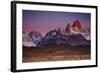 First Light Hits Cerro Torre and Mount Fitz Roy in Los Glacieres National Park, Argentina-Jay Goodrich-Framed Photographic Print