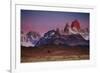 First Light Hits Cerro Torre and Mount Fitz Roy in Los Glacieres National Park, Argentina-Jay Goodrich-Framed Photographic Print