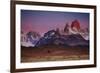 First Light Hits Cerro Torre and Mount Fitz Roy in Los Glacieres National Park, Argentina-Jay Goodrich-Framed Photographic Print