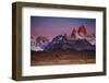 First Light Hits Cerro Torre and Mount Fitz Roy in Los Glacieres National Park, Argentina-Jay Goodrich-Framed Photographic Print