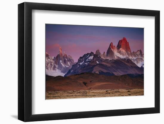 First Light Hits Cerro Torre and Mount Fitz Roy in Los Glacieres National Park, Argentina-Jay Goodrich-Framed Photographic Print