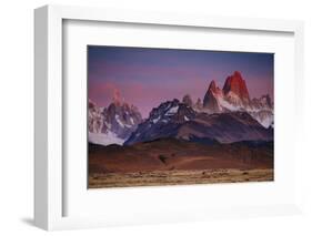 First Light Hits Cerro Torre and Mount Fitz Roy in Los Glacieres National Park, Argentina-Jay Goodrich-Framed Photographic Print