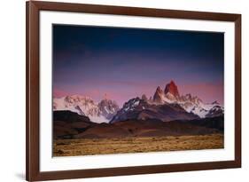 First Light Hits Cerro Torre And Mount Fitz Roy In Los Glacieres National Park, Argentina-Jay Goodrich-Framed Photographic Print