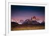 First Light Hits Cerro Torre And Mount Fitz Roy In Los Glacieres National Park, Argentina-Jay Goodrich-Framed Photographic Print