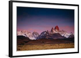 First Light Hits Cerro Torre And Mount Fitz Roy In Los Glacieres National Park, Argentina-Jay Goodrich-Framed Photographic Print