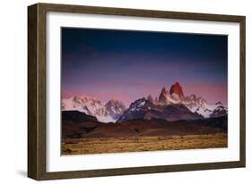 First Light Hits Cerro Torre And Mount Fitz Roy In Los Glacieres National Park, Argentina-Jay Goodrich-Framed Photographic Print