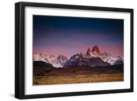 First Light Hits Cerro Torre And Mount Fitz Roy In Los Glacieres National Park, Argentina-Jay Goodrich-Framed Photographic Print