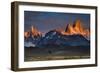 First Light Hits Cerro Torre And Mount Fitz Roy In Los Glacieres National Park, Argentina-Jay Goodrich-Framed Photographic Print