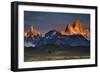 First Light Hits Cerro Torre And Mount Fitz Roy In Los Glacieres National Park, Argentina-Jay Goodrich-Framed Photographic Print
